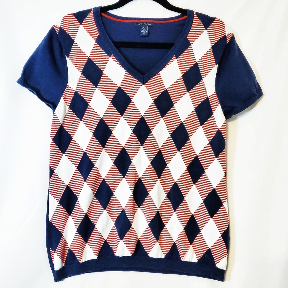Tommy Hilfiger Y2K V-Neck USA Short Sleeve Sweater